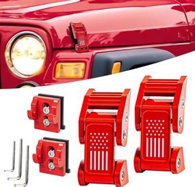 img 4 attached to Buling TJ Hood Latches Aluminum Hood Latches Kits Compatible With Jeep Wrangler TJ 1997-2006 (Red US Flag)