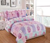 fairy tales princess castle girls comforter set - pink lavender white aqua - new - #fairytales (full comforter) logo