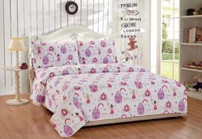 img 2 attached to Fairy Tales Princess Castle Girls Comforter Set - Pink Lavender White Aqua - New - #Fairytales (Full Comforter)