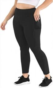 img 4 attached to Plus Size Women'S Active Leggings W/ Pocket, Tummy Control & High Waist - Yoga, Running & Workout Ready!