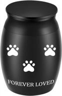 forever loved pet memorial urn - bgaflove 1.6" tall small dog paw cremation keepsake for ashes - handcrafted black decorative funeral urn engraved with beautiful peaceful design logo
