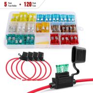 🔌 nilight 50030r: 120 pcs standard blade fuses assorted set - 5a/7.5a/10a/15a/20a/25a/30a - includes 5 pack 12awg atc/ato inline fuse holder - 2 years warranty logo