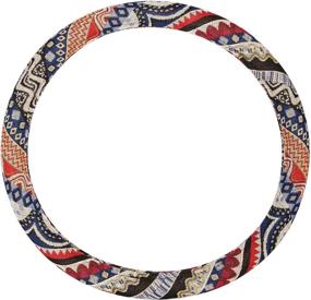 img 3 attached to 🌀 AOTOMIO 15 Inch Steering Wheel Cover - Wave Line Pattern, Ethnic Style Protection in Coarse Flax Cloth - Universal Fit