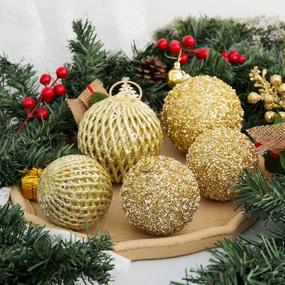 img 1 attached to 6Pcs 3.94" Christmas Ball Ornaments Glitter Sequin Foam Ball Shatterproof Christmas Tree Decorations Xmas Hanging Balls Set For Wedding Party Holiday Decorations(Gold)