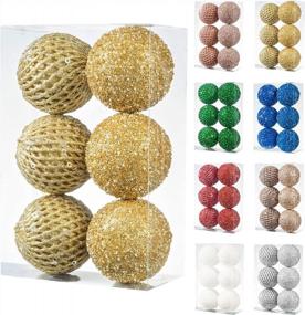 img 4 attached to 6Pcs 3.94" Christmas Ball Ornaments Glitter Sequin Foam Ball Shatterproof Christmas Tree Decorations Xmas Hanging Balls Set For Wedding Party Holiday Decorations(Gold)