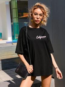 img 2 attached to Arshiner Womens Short Sleeve Round Neck Oversized Shirt Graphic Tee Loose Casual Tshirt Tops