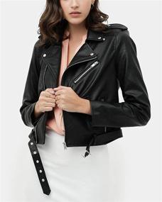 img 3 attached to Womens Faux Leather Moto Jacket Women's Clothing : Coats, Jackets & Vests