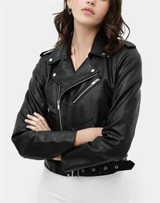 img 2 attached to Womens Faux Leather Moto Jacket Women's Clothing : Coats, Jackets & Vests