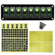 ⛵ waterproof 8 gang toggle switches rocker switch panel with green led backlight - 12v 24v for boat car marine truck trailer caravan logo