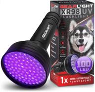 gearlight xr98 uv black light flashlight - powerful 100 led blacklight flashlights for pet stain detection, scorpions, and bed bugs - works with carpet odor eliminator logo