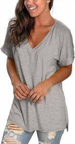img 2 attached to Women'S Casual Tunic Tops: Loose V-Neck T-Shirts With Short Sleeves For Summer