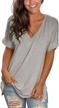 women's casual tunic tops: loose v-neck t-shirts with short sleeves for summer logo