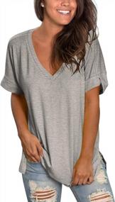 img 3 attached to Women'S Casual Tunic Tops: Loose V-Neck T-Shirts With Short Sleeves For Summer