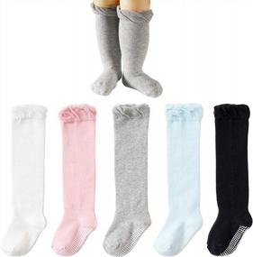 img 4 attached to Non-Slip Cable Knit Knee High Socks For Baby Boys And Girls: Get Cozy And Comfy With CozyWay!