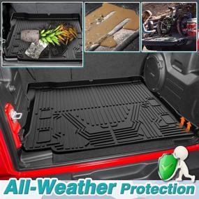 img 2 attached to 🚙 Flymotor Custom Fit All Weather Cargo Mat for Jeep Wrangler 4XE 2021 2022 (Excluding 2 Door & JL Unlimited Models) - Rear Trunk Liner, Non-Slip & Odourless, Black