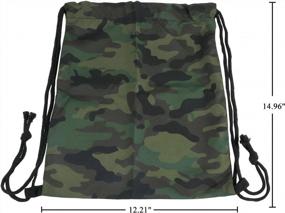 img 2 attached to Ayliss 3D Digital Printed Drawstring Backpack - Ideal Gym Bag For Women/Men With Oxford Fabric And Camouflage Design