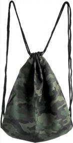 img 3 attached to Ayliss 3D Digital Printed Drawstring Backpack - Ideal Gym Bag For Women/Men With Oxford Fabric And Camouflage Design