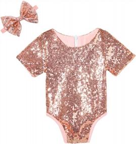 img 4 attached to Sparkle In Style: Cilucu Newborn Baby Romper Sequin Short Sleeve Birthday Outfit Set For Girls