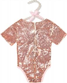 img 3 attached to Sparkle In Style: Cilucu Newborn Baby Romper Sequin Short Sleeve Birthday Outfit Set For Girls