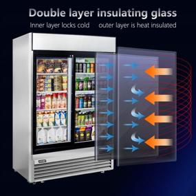 img 2 attached to Коммерческий охладитель напитков: холодильник со стеклянной дверью KITMA объемом 44,8 куб. фута со светодиодным освещением и оптимальным контролем температуры