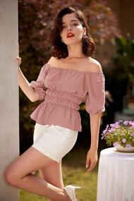 img 2 attached to Belle Poque Women'S Peplum Tops: Stylish Puffed Short Sleeve Blouses For A Slim Fit Look