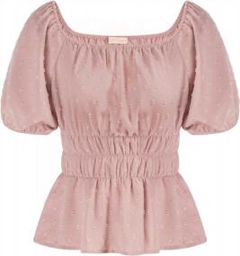 img 4 attached to Belle Poque Women'S Peplum Tops: Stylish Puffed Short Sleeve Blouses For A Slim Fit Look