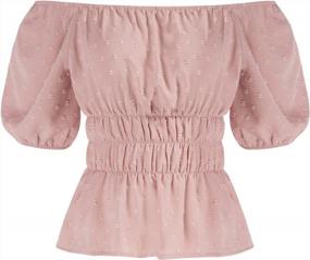 img 3 attached to Belle Poque Women'S Peplum Tops: Stylish Puffed Short Sleeve Blouses For A Slim Fit Look