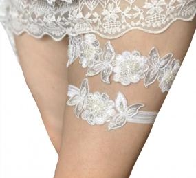 img 4 attached to Exquisite Lemandy Lace Bridal Garter Set With Luxurious Pearls And Sequins - Perfect For Your Wedding Day