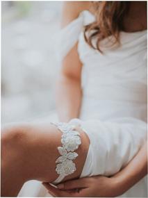 img 3 attached to Изысканный кружевной свадебный подвязочный комплект Lemandy с роскошным жемчугом и блестками - идеально подходит для вашей свадьбы