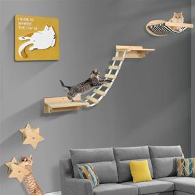 img 4 attached to 🐾 Ultimate Wall Mounted Cat Shelf Set: The Complete Package for Cat Climbing, Relaxation, and Play