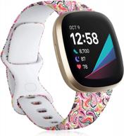 stylish floral print bands for women's fitbit versa 3 and sense: maledan compatible accessories logo