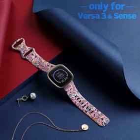 img 1 attached to Стильные браслеты с цветочным принтом для Fitbit Versa 3 и Sense для женщин: совместимые аксессуары от Maledan.