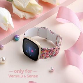 img 2 attached to Stylish Floral Print Bands For Women'S Fitbit Versa 3 And Sense: Maledan Compatible Accessories
