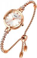stylish tonnier waterproof women's quartz watch with 3d rose gold bracelet, jewelry diamond, and analog dress wristwatch for fashionable look logo