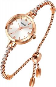 img 4 attached to Stylish Tonnier Waterproof Women'S Quartz Watch With 3D Rose Gold Bracelet, Jewelry Diamond, And Analog Dress Wristwatch For Fashionable Look