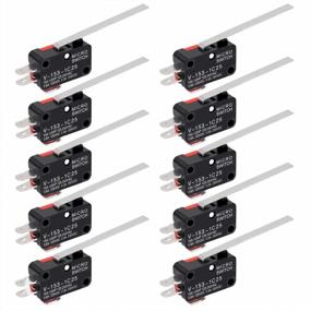 img 4 attached to 10-Pack InduSKY Micro Limit Switches With Straight Hinge Lever Arm, SPDT Configuration, Momentary Action And Push Button - Ideal For Arduino Projects