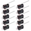 10-pack indusky micro limit switches with straight hinge lever arm, spdt configuration, momentary action and push button - ideal for arduino projects logo