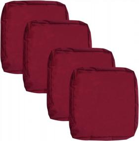 img 4 attached to 4 Pack Waterproof Outdoor Seat Cushion Slip Covers 22"X20", Dark Red - Patio Furniture Chair Replacement Pillow Cover Only