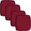 4 pack waterproof outdoor seat cushion slip covers 22"x20", dark red - patio furniture chair replacement pillow cover only logo