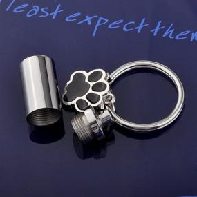 img 2 attached to 🐾 HOUSWEETY Stainless Steel Pet/Dog Paw Cylindrical Urn Keychain – Keep your Beloved Pet's Ashes Close with this Memorial Ash Keepsake Cremation Jewelry, 5.5cm (Non-engraving)