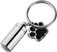 🐾 housweety stainless steel pet/dog paw cylindrical urn keychain – keep your beloved pet's ashes close with this memorial ash keepsake cremation jewelry, 5.5cm (non-engraving) логотип