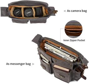 img 1 attached to 📷 Vintage Camera Bag: Kattee Leather Canvas DSLR SLR Shoulder Messenger Bag