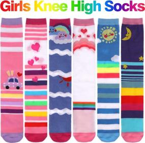 img 3 attached to 6 Pairs Of SDBING Knee High Socks For Girls, Featuring Cute And Funny Animal Patterns, Suitable For Kids Aged 3-12 Years Old