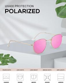 img 2 attached to Polarized Square Sunglasses For Women Men - KALIYADI Hexagon Metal Frame UV Protection Sun Glasses