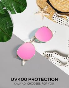 img 1 attached to Polarized Square Sunglasses For Women Men - KALIYADI Hexagon Metal Frame UV Protection Sun Glasses