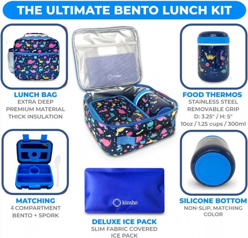 Kinsho Bento Lunch Box Kids & Adult with 6 Compartments Pink 2 pack