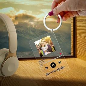 img 3 attached to VEELU Custom Scannable Spotify Code Plaque Frame Keychain Acrylic Keyring For Photo
