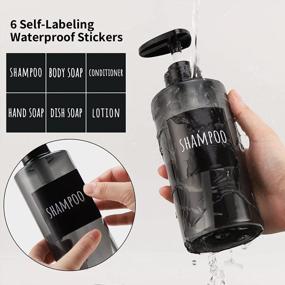 img 3 attached to Segbeauty Refillable Shower Bottles Set Of 3 - 16.9Oz/500Ml With Labels, Plastic Soap Lotion Dispensers For Shampoo, Conditioner, Body & Hand Soap In Gray, Ideal For Use In Bathrooms And Hotels