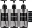 segbeauty refillable shower bottles set of 3 - 16.9oz/500ml with labels, plastic soap lotion dispensers for shampoo, conditioner, body & hand soap in gray, ideal for use in bathrooms and hotels logo