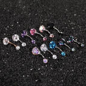 img 1 attached to Sparkling Gemstone Double Pronged G23 Titanium Belly Button Piercing Ring - 14G, 3/8 Inch (10Mm)